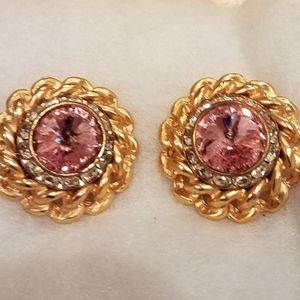 Cache Vintage  rhinestone pink Clip on Earrings